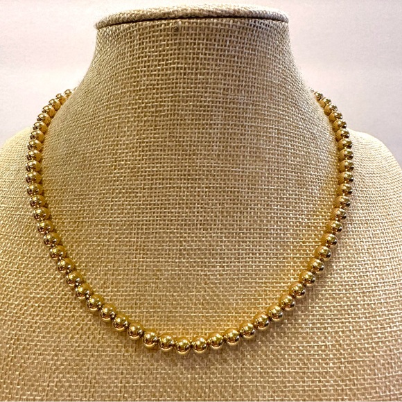 Vintage Napier Necklace- shiny gold tone ball beads, collar length - Picture 4 of 12